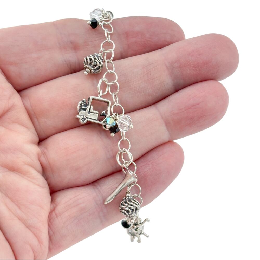 Vintage Sterling Silver 925 Golf Charm Bracelet 6.5-7.5"